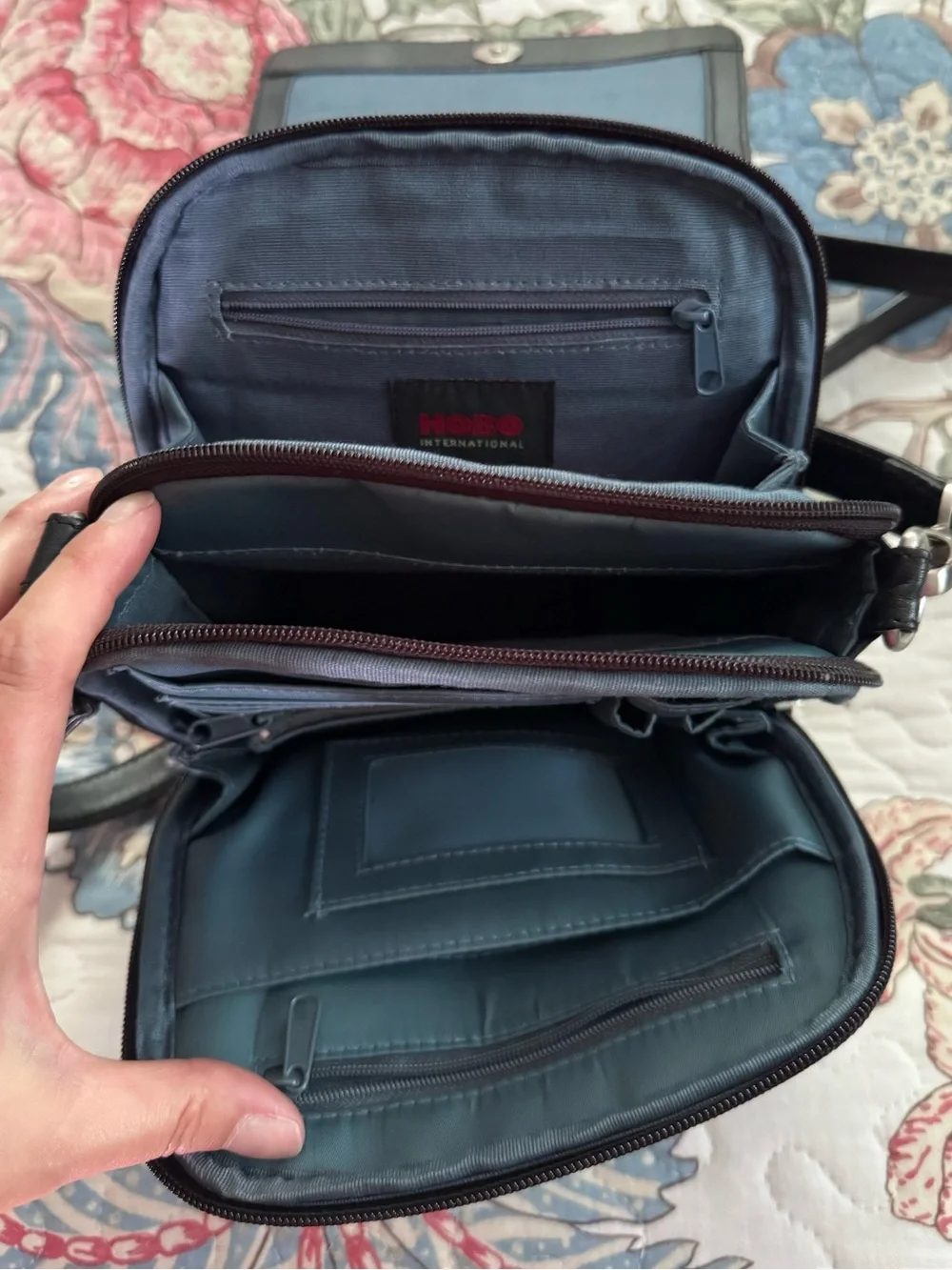 Vintage Hobo International Classic Black Leather Crossbody Bag